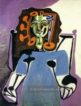  1949 - Francoise assise en robe bleue 1949 Kubismus Pablo Picasso